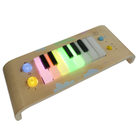 Clavier électronique en bois courbé pour enfants, piano en bois pour l'éveil musical avec lumière de guidage, fonction d'enregistrement et de lecture