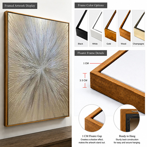 Dipinto su Tela Moderno Fatto a Mano, Astratto con Linee Oro e Argento, Opere d'Arte Testurizzate di Lusso per Decorazione Casa e Hotel - Product Image 4