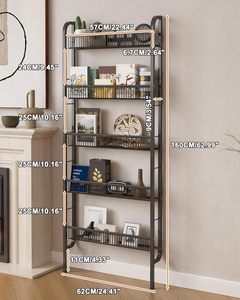 Étagère à 5 niveaux en métal étroit de 17,5 pouces de large pour rangement derrière la porte, bibliothèque étroite, étagère à épices pour cuisine, garde-manger, salle de bain, placard, buanderie - Product Image 2
