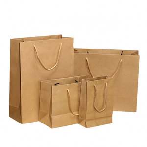 Sacs de shopping en papier kraft de luxe, compostables, biodégradables, écologiques, personnalisés, à fond carré, avec ruban - Product Image 1