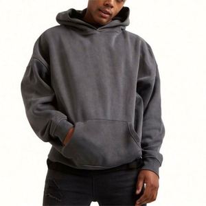 Vente en gros de sweats à capuche de luxe personnalisés pour hommes, surdimensionnés, en coton 100% 500 g/m², en molleton français, sans cordon - Product Image 1