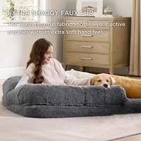 Lit pliable pour humains et chiens, 2 en 1, apaisant, taille humaine, grand lit pour chiens, convient aux familles d'animaux de compagnie, avec matelas de soutien en mousse à œufs