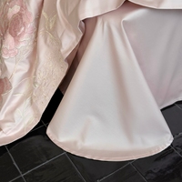 Lumière luxe 500TC coton lit housse de couette ensemble 4 pièces fleur plante broderie housse de couette doux draps reine roi ensemble de literie