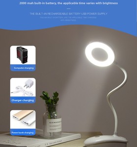 מנורת שולחן LED מודרנית בעלת 3 צבעים, שליטה במגע, גוון כחול/שחור/צהוב, סוללה/חשמל DC, 6000K, הגנה על העיניים, עמעום, CRI גבוה 95 - Product Image 4