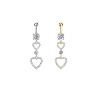 Anneaux de piercing pour nombril Freya en gros, anneaux flottants pour nombril pour filles, boucles d'oreilles pendantes en acier inoxydable avec nœud et cœur, boucles d'oreilles hélix