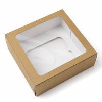 Boîte de présentation de pâtisserie en gros, écologique, en kraft, avec fenêtre, logo personnalisé, grand couvercle transparent, pour la restauration