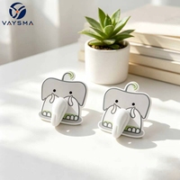 Crochets muraux autocollants en forme d'éléphant de dessin animé, crochets décoratifs robustes sans perçage pour la salle de bain, la cuisine et les articles divers