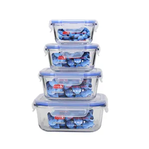 Kitchen container set Borosilicate Glass Lunch Box Airtight Food Storage Container Set With BPA Free PP Lid lunch box