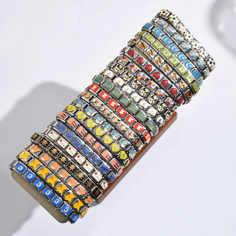 2024 Popular Diy Custom Stainless Steel Bracelet Italian Charms Wholesale Cute Cartoon Italian Charms Bracelet