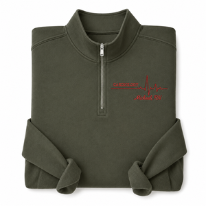 Sweat-shirt de <span class=keywords><strong>cardiologue</strong></span> brodé, tissé, doublé, à col montant et fermeture éclair quart, pour laboratoire de cardiologie, hiver, automne, printemps - Product Image 1