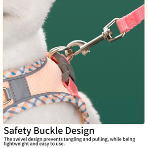 卸売 高品質 子犬用 脱走防止 快適メッシュ 反射素材 カスタム ノープル 調整可能 ペット 犬 猫 ハーネス リードセット - Product Image 4