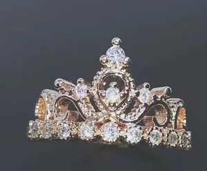 Serie Crown, anillos de piedras preciosas con ajuste de bisel chapado en oro rosa para mujer, hechos de latón con personalidad Princess Rng - Product Image 2