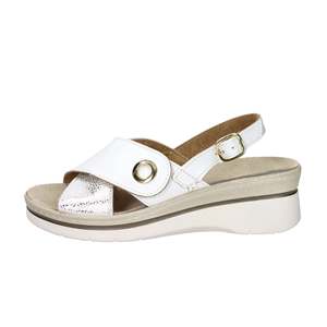 Sandali con Zeppa Novaflex da Donna Villasanta in Pelle Beige, Calzature Estive Comode con Plateau - Product Image 1
