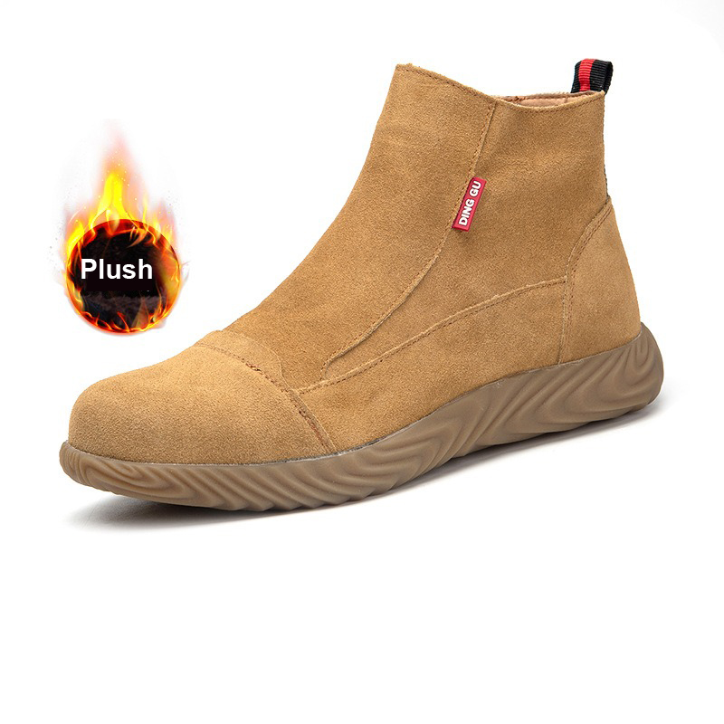 Jaune-chaussures de coton de peluche de semelle de tendon de vache