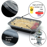 Boîte de rangement alimentaire en plastique PP rectangulaire, étanche, pour préparation de repas, emballage de restaurant, jetable, compatible micro-ondes, à bas prix