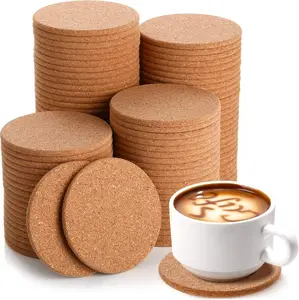 Musen OEM ODM Custom Logo Wholesale Blank Table Cup Mats Set Print Round Wood Natural Round Cork Coasters