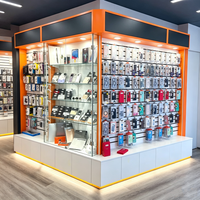 Comptoir de présentation pour réparation de téléphones portables et accessoires, avec éclairage LED, robuste et écologique, pour la vente au détail
