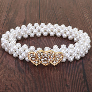 <span class=keywords><strong>Ceinture</strong></span> élastique pour <span class=keywords><strong>femme</strong></span> avec <span class=keywords><strong>perles</strong></span>, décoration de robe, boucle <span class=keywords><strong>en</strong></span> métal, ceintures de taille - Product Image 1