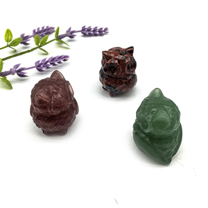 Cristal Natural Estátuas de Animais 4cm Mini Verde Aventurina Corujas Artesanato De Cristal Mix Materiais Vermelho Morango Coruja para o Presente - Product Image 5