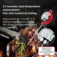 Thermomètre alimentaire numérique étanche à lecture instantanée avec écran LCD rétroéclairé, sonde en acier inoxydable 304 de haute précision pour la viande, le barbecue et la cuisson