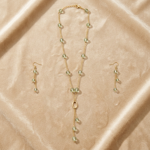 Collar Lariat con Borlas y Cuentas Acanaladas de Latón Italiano Personalizado con Baño de Rodio, de Moda, Regalo Fino para Mujer - Product Image 5