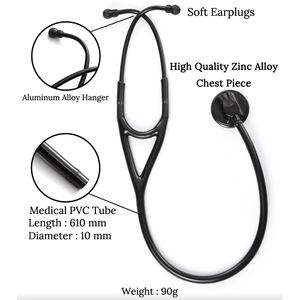 Estetoscopio Acústico de Nivel 9, Color Negro Sólido con Tubo Colorido, para Classic II e III, de la Mejor Calidad, Hecho en China - Product Image 2