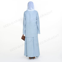 Nouvel ensemble Abaya personnalisé 2026, robe musulmane 2 pièces pour femmes, vêtements islamiques en gros, Abaya aspect lin texturé avec jupe