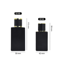 Flacon de parfum carré en verre noir mat de luxe vide de 30 ml et 50 ml, de haute qualité, pour femme et homme