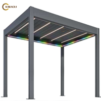 Pergola en aluminium KAKADU 3x3m, arches à lames orientables, imperméable, revêtement en poudre, bois, acrylique, plastique, ouverture motorisée, balcon
