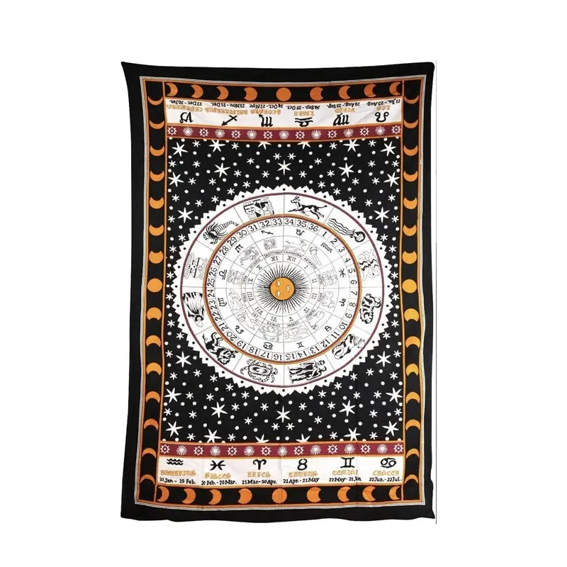 Custom Logo New design India Horoscope Hippie Living Room Polyester Mandala Tapestry