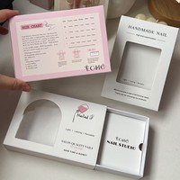 Boîte d'emballage pour ongles faite à la main, carton blanc avec fenêtre en PET, boîte de présentation personnalisable pour la vente au détail