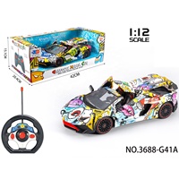 Voiture télécommandée 4DRC à l'échelle 1:12, modèle graffiti, portes ouvrantes, 5 canaux, véhicule de course électrique haute vitesse, 27 MHz, jouets de voiture RC