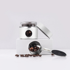Mini pot à café hermétique en verre Three Beans, petit récipient portable pour le stockage du thé, noir, blanc, argent, rouge - Product Image 3