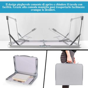 Folding Picnic <b>Table</b> Aluminum 60x40x26 Cm <b>Portable</b> With Handle Travel Outdoor Use - Product Image 4