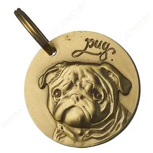 Etiquetas de cobre para cachorro, gravada em metal, identificação de animais de estimação, personalização