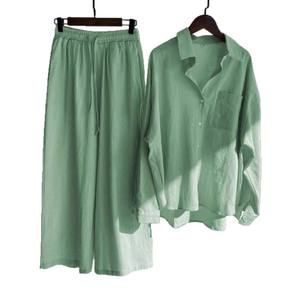 Ensemble Rétro 2 Pièces pour <span class=keywords><strong>Femme</strong></span> 2025 Chemise en Coton et <span class=keywords><strong>Lin</strong></span> Uni et <span class=keywords><strong>Pantalon</strong></span> Ample <span class=keywords><strong>Taille</strong></span> Haute <span class=keywords><strong>Grande</strong></span> <span class=keywords><strong>Taille</strong></span> pour l'Été Exportation Transfrontalière 171 - Product Image 5