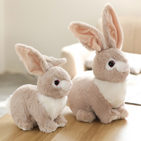 Cadeau de Pâques : Lapin en peluche doux, rembourré en coton PP, écologique, réaliste, blanc, brodé, avec vernis UV, anti-stress
