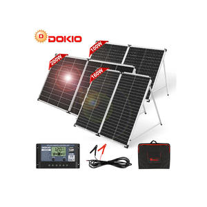 แผงโซลาร์เซลล์พับได้แบบพกพา 100W ของ DOKIO คลังสินค้าในสหรัฐอเมริกาและยุโรป จัดส่งฟรี ชุดพลังงานแสงอาทิตย์แบบโมโนกันน้ำ สำหรับตั้งแคมป์/บ้าน/รถบ้าน - Product Image 1