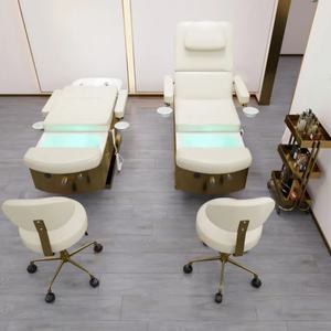 Cama de Champú Dorada de Lujo con 3 Motores para Salón de Belleza y Spa, Cama Facial Eléctrica Moderna para Pestañas, Multifuncional con Baño de Pies y Masaje - Product Image 4