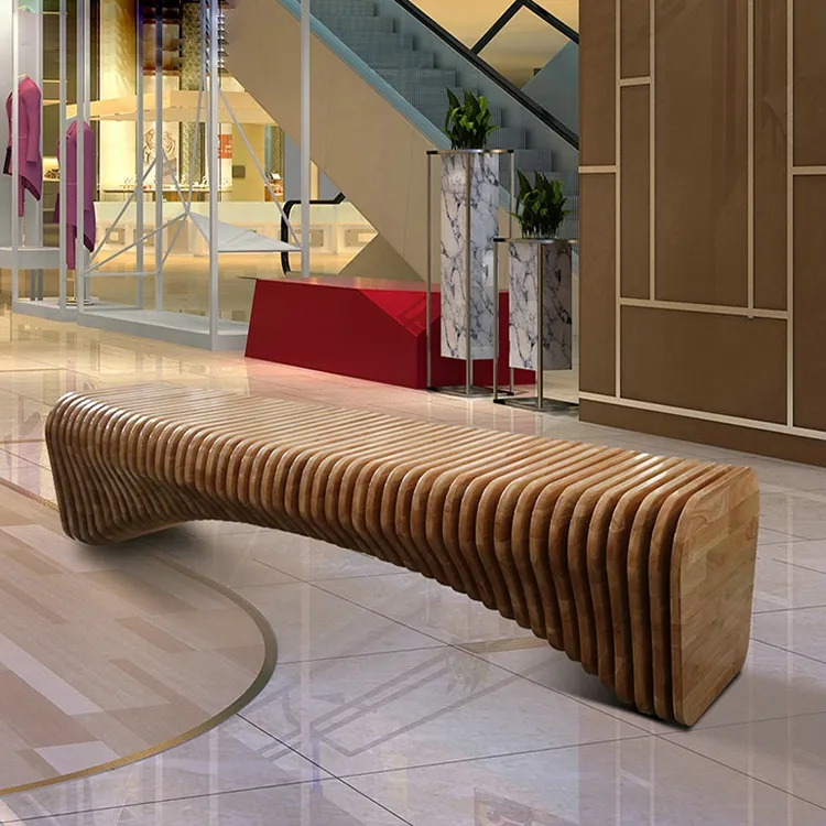 Tất Cả Các Rắn Gỗ Cắt Lát Giày Ghế Nghệ Thuật Nhật Ký Dài Ghế Cá Tính Mall Bench Hiện Đại Tối Giản Ghế