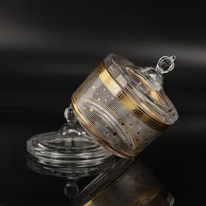 Wholesale 1pc Round Candy Jar Storage Glass Sugar Pot Candy Glass Jar with Lid