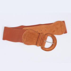 Ceinture élastique en daim pour femme, ceinture large extensible, ceinture vintage à boucle épaisse - Product Image 6