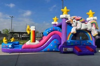 Château rebondissant gonflable de videur de trampoline de licorne de nouvelle conception avec la piscine d'eau