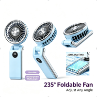 Max235 °   Ventilateur de bureau pliable BLDC, 5 vitesses, écran LED, ventilateur portable USB-C pour la maison, le bureau, les voyages, l'extérieur, les cadeaux, le maquillage