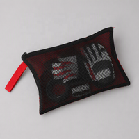 Sac de rangement en filet à fermeture éclair en polyester rouge pour accessoires de sport et gants de moto, grande capacité, personnalisé, de qualité supérieure