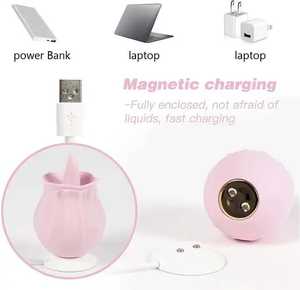 <span class=keywords><strong>OMYSKY</strong></span> Original Vibrateur Rose à Langue Magique, Rechargeable Magnétique USB, en Silicone et ABS, Étanche, avec Aspiration Clitoridienne, 10 Modes - Product Image 4
