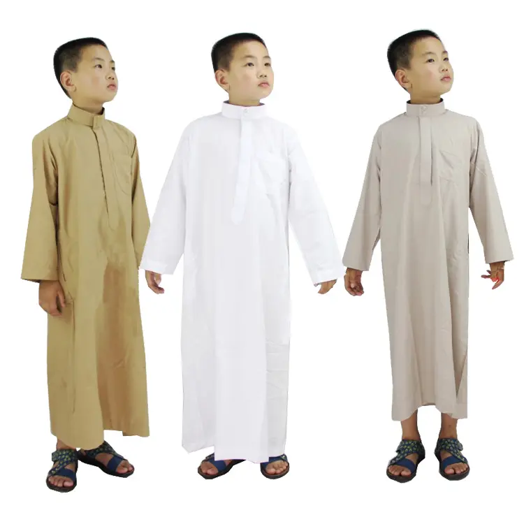 Middle Eastern Dubai Muslim Teen Boy Robe Islamic Children Embroidered Clothing Thobe