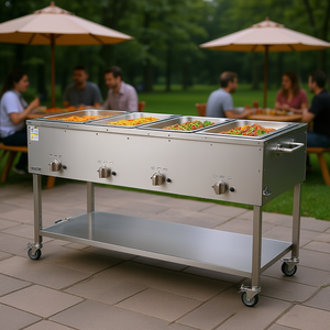 Scaldavivande Commerciale a 4 Scomparti in Acciaio Inossidabile a Propano con Controllo Indipendente della Temperatura per Ristoranti e Campeggio all'Aperto - Product Image 2