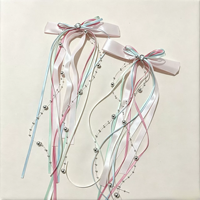 Nouvelles pinces à cheveux populaires avec longs nœuds à pampilles, ruban français et perles, style ballet, pour mèches latérales, accessoires pour franges de filles mignonnes
