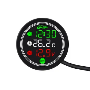 New model high quality 12V motorbike mini multi-functional 4-in-1voltmeter thermometer water temperature meter